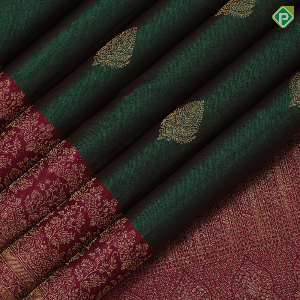 Dark blue gold zari leaf butta motif purple gold zari peacock banaras style design border gift silk saree