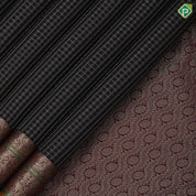 Black Colour Gold Zari Small Checked Design Chilly Red Vanasingaram Border Design Luxury Black Silk Saree