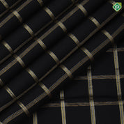 Black Gold Silver Zari Big Checks Edge Magenta Pink Colour Border Design Luxury Black Silk Saree