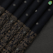 Black with gold zari small balls butta design self gold zari fancy border grand pallu soft silk saree