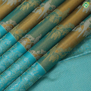 Golden yellow silver gold zari grand floral creeper and peacock design sea green silver gold zari floral border trendy rangkat silk saree