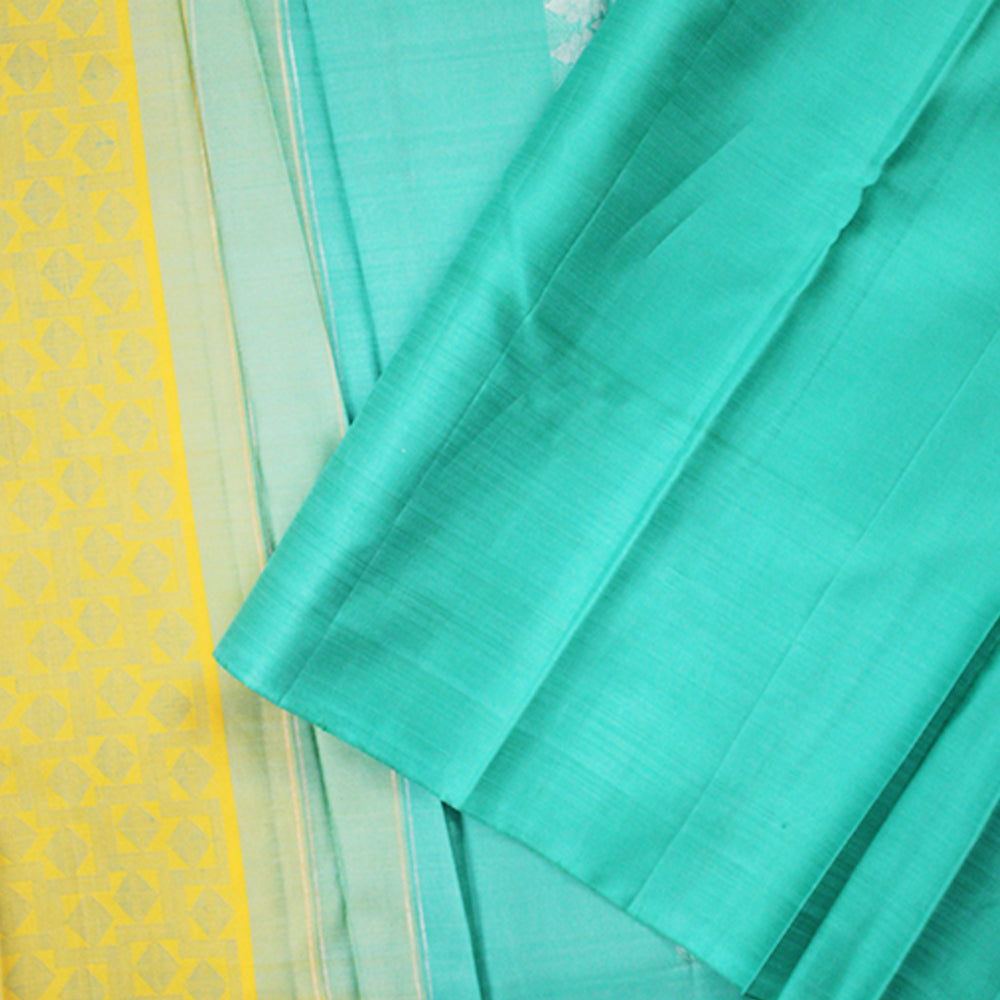 Lemon Yellow With Rexona Green Two Horse Fancy Design Border Pure Trendy Design Silk Saree