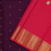 Purple rani pink pattu kattam rudraksham butta motifs rani pink gold zari banaras border traditional silk saree