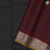 Black Colour Gold Zari Small Checked Design Chilly Red Vanasingaram Border Design Luxury Black Silk Saree