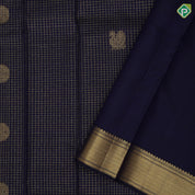 navy Blue gold zari vairaoosi peacock chakkaram self gold zari diamond edge border traditional silk saree