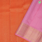 tomato red base gold zari by zari tissue weave temple design candy pink gold zari mayikan border fusion silk saree