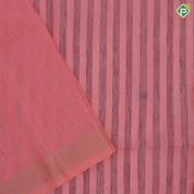 Peach pink base elephant grey stripes design self gold zari border grand classic floral pallu linen soft silk saree