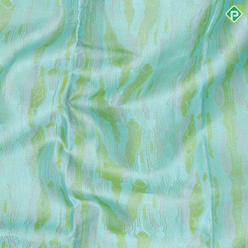 tri color green silver zari chevron grains design peacock green silver zari zig zag border trendy designer silk saree