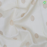 Milk white gold zari over round butta design maroon with gold zari thilagam design border traditional retro silk saree