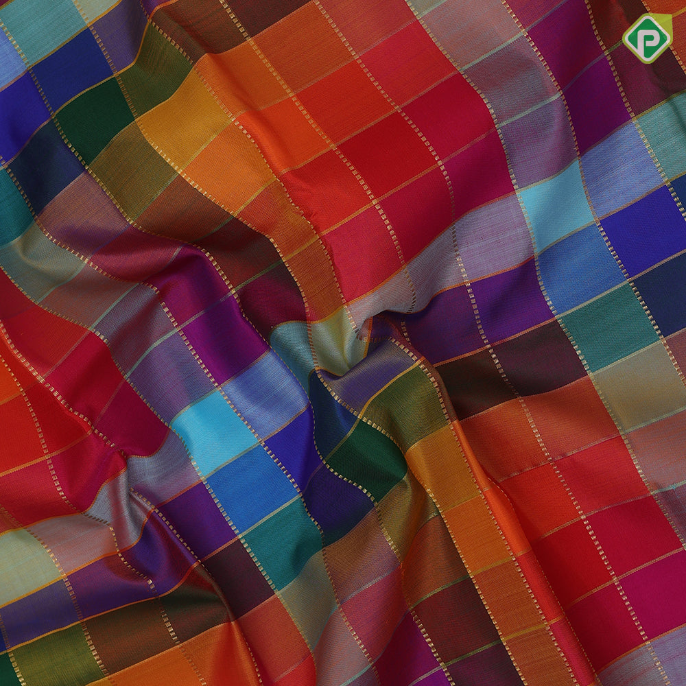 colorful multi color gold zari paalum pazhamum kattam design pure white gold zari retta pett border tradtional silk saree