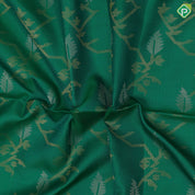 Forest green silver gold zari geometrical design self gold zari silver zari lines border soft silk saree