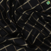 Black Gold Silver Zari Big Checks Edge Magenta Pink Colour Border Design Luxury Black Silk Saree