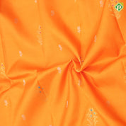 Fanta orange gold zari meena work flower bunch butta creamy sandal silver gold zari meena work border traditional silk saree