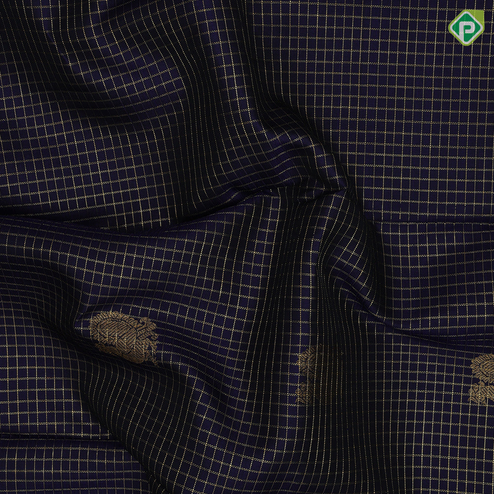 navy Blue gold zari vairaoosi peacock chakkaram self gold zari diamond edge border traditional silk saree