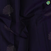 Indigo blue gold zari tree butta grey plain tree butta border trendy designer pure mix silk saree