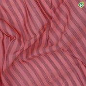 Peach pink base elephant grey stripes design self gold zari border grand classic floral pallu linen soft silk saree