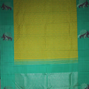 Lemon Yellow With Rexona Green Two Horse Fancy Design Border Pure Trendy Design Silk Saree