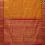 Mustard yellow silk checks star butta motifs design rani pink gold zari border traditional silk saree