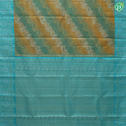 Golden yellow silver gold zari grand floral creeper and peacock design sea green silver gold zari floral border trendy rangkat silk saree
