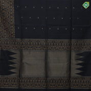 Black with gold zari small balls butta design self gold zari fancy border grand pallu soft silk saree