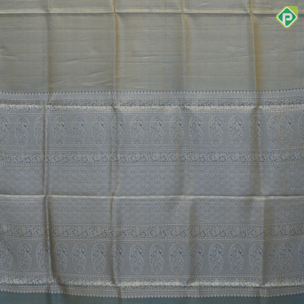 turquoise blue base gold zari by zari tissue weave self design border celebrity fame exclusive tissue silk saree