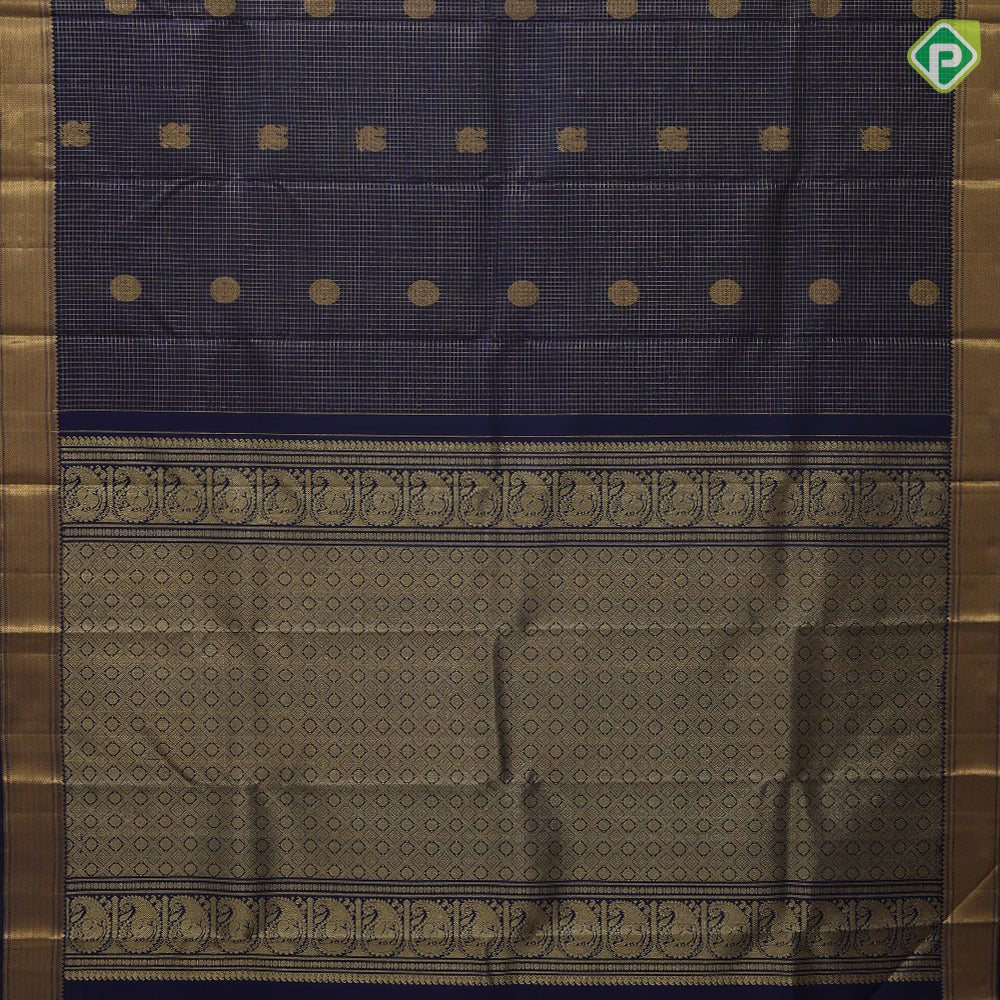 navy Blue gold zari vairaoosi peacock chakkaram self gold zari diamond edge border traditional silk saree