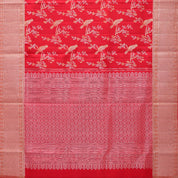 Chilly red silver gold zari sparrow on branch design self silver gold zari diamond border grand bridal tissue silk saree