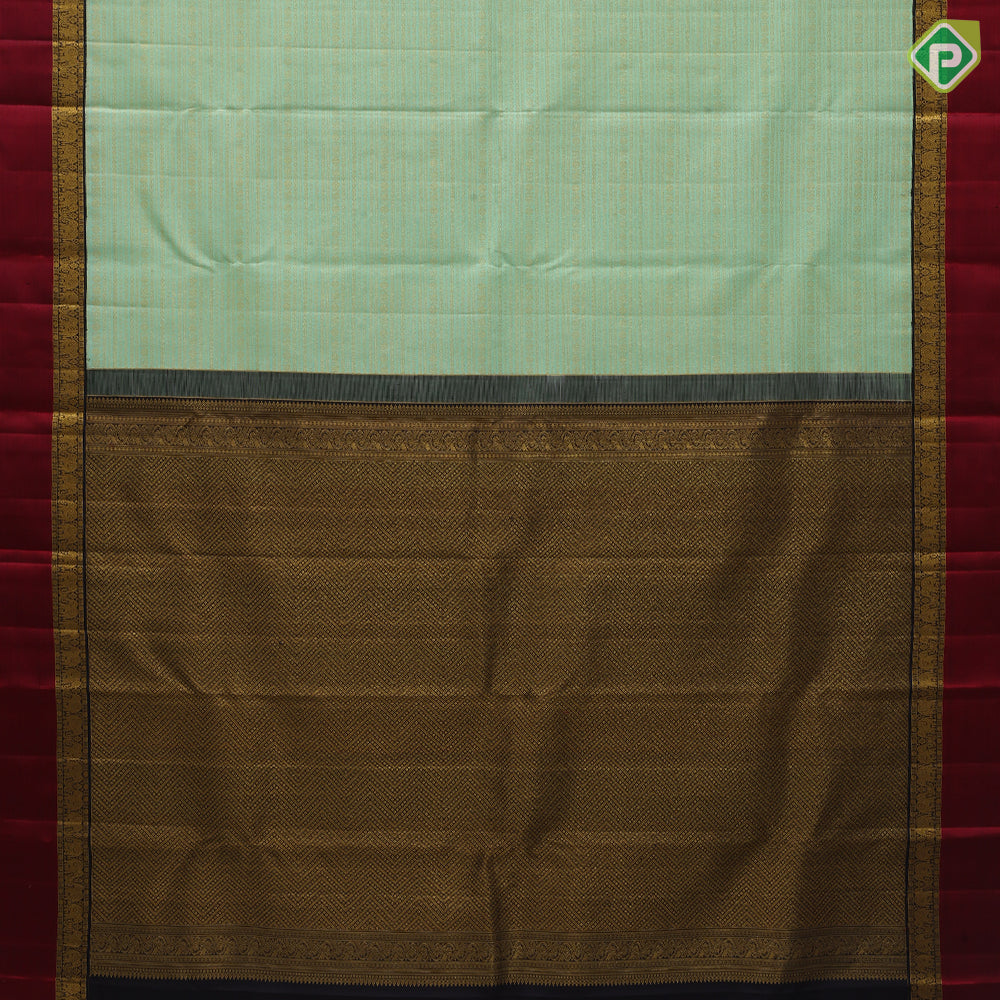 Pista green gold zari self designed Lines design walnut brown gold zari elephant butta thread work border Traditional silk saree