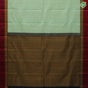 Pista green gold zari self designed Lines design walnut brown gold zari elephant butta thread work border Traditional silk saree