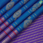 Peacock blue gold zari Double line checks peacock butta purple blue meena work border traditional silk saree