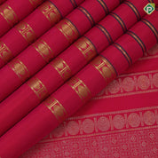 Rani pink gold zari thread work padded velthari lines self gold zari rudraksham butta lines border Vintage silk saree