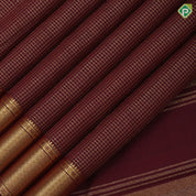 Marron Gold Zari Vairaoosi Checks Design Self Colour MAyilkan Border Design Traditional Silk Saree