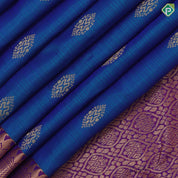 Peacock blue gold zari fancy butta design Purple gold zari micro mango butta border gift silk saree