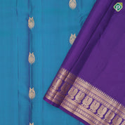 Peacock Blue Gold Zari Double Peacock Butta Design Purple Colour Peacock Design Pure Mix Silk Saree