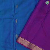Peacock blue gold zari fancy butta design Purple gold zari micro mango butta border gift silk saree