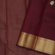 Marron Gold Zari Vairaoosi Checks Design Self Colour MAyilkan Border Design Traditional Silk Saree