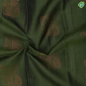 Peacock green copper zari fancy butta Dark onion pink copper zari fancy border pure mix silk saree
