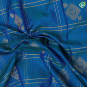 Peacock blue gold zari Double line checks peacock butta purple blue meena work border traditional silk saree