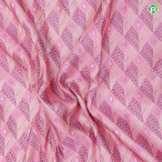 Baby pink silver gold zari purple silk thread cross checks Purple silver gold zari peacock butta border grand bridal silk saree