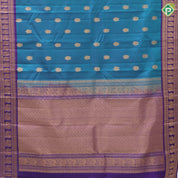 Peacock Blue Gold Zari Double Peacock Butta Design Purple Colour Peacock Design Pure Mix Silk Saree