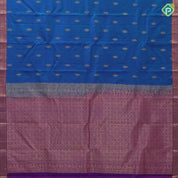 Peacock blue gold zari fancy butta design Purple gold zari micro mango butta border gift silk saree
