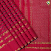 Rani pink gold zari thread work padded velthari lines self gold zari rudraksham butta lines border Vintage silk saree