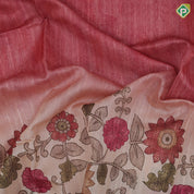 Peach Red Based Flower Floral Design Contrast Border Fancy Cotton Saree
