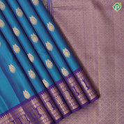 Peacock Blue Gold Zari Double Peacock Butta Design Purple Colour Peacock Design Pure Mix Silk Saree