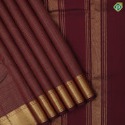 Marron Gold Zari Vairaoosi Checks Design Self Colour MAyilkan Border Design Traditional Silk Saree