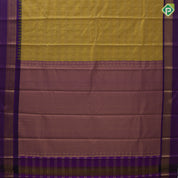 Manthulir green gold zari multi lines checks purple gold zari diamond butta temple border art silk saree