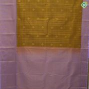 Lemon green gold zari checked honey comp design Lavender gold zari diamond design border art silk saree