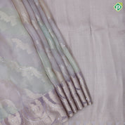 Lavender with silver zari floral tissue design self zari floral pattern border fancy tissue saree
