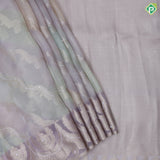 Lavender with silver zari floral tissue design self zari floral pattern border fancy tissue saree