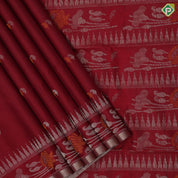 Maroon silver gold zari silk thread mango design leaf design meena work pallu and Border soft silk saree